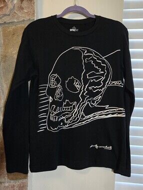 Rare Sprz NY Andy Warhol Skull Black Long Sleeve Tee